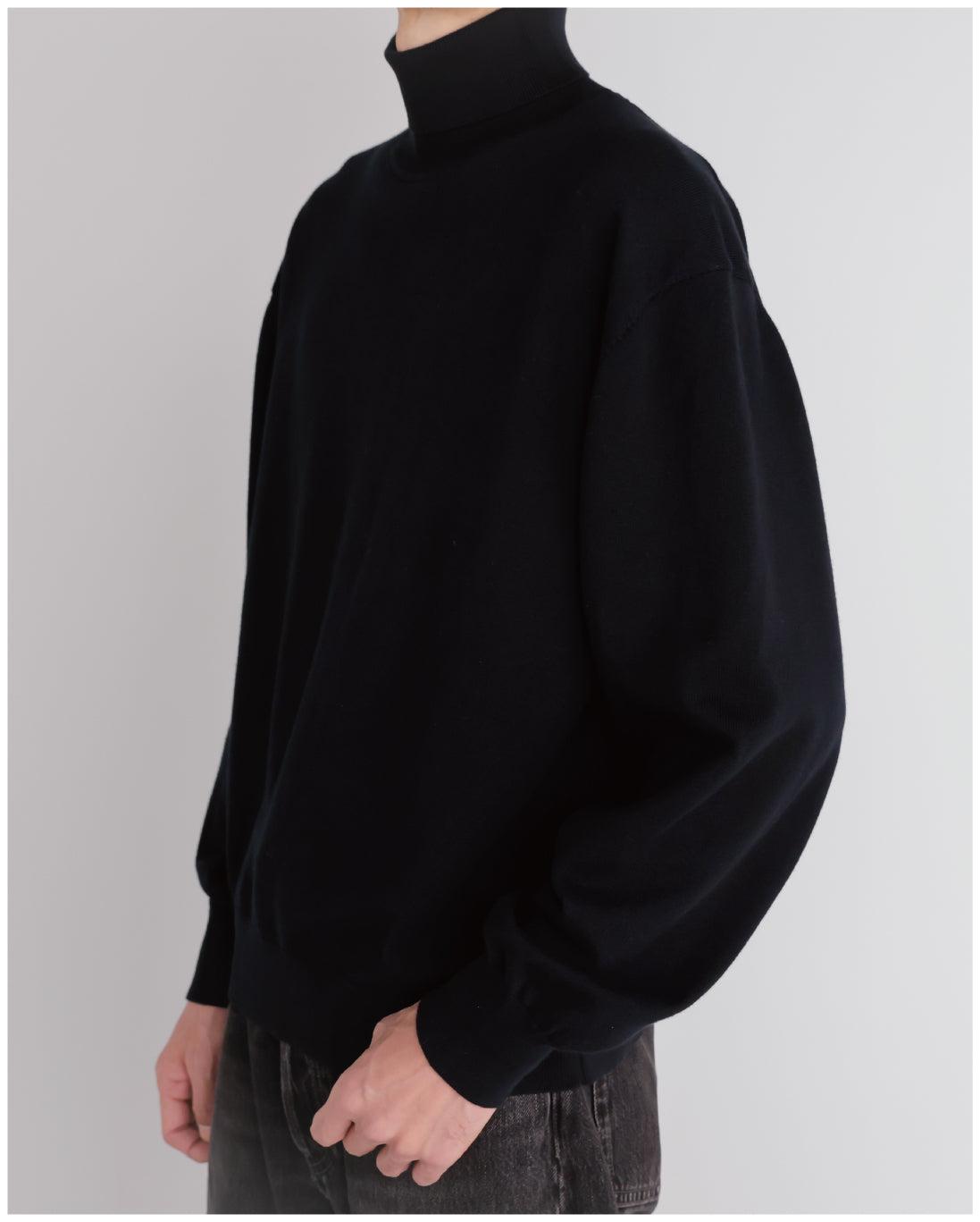 14G Cashmere Mix Highneck Knit -black-