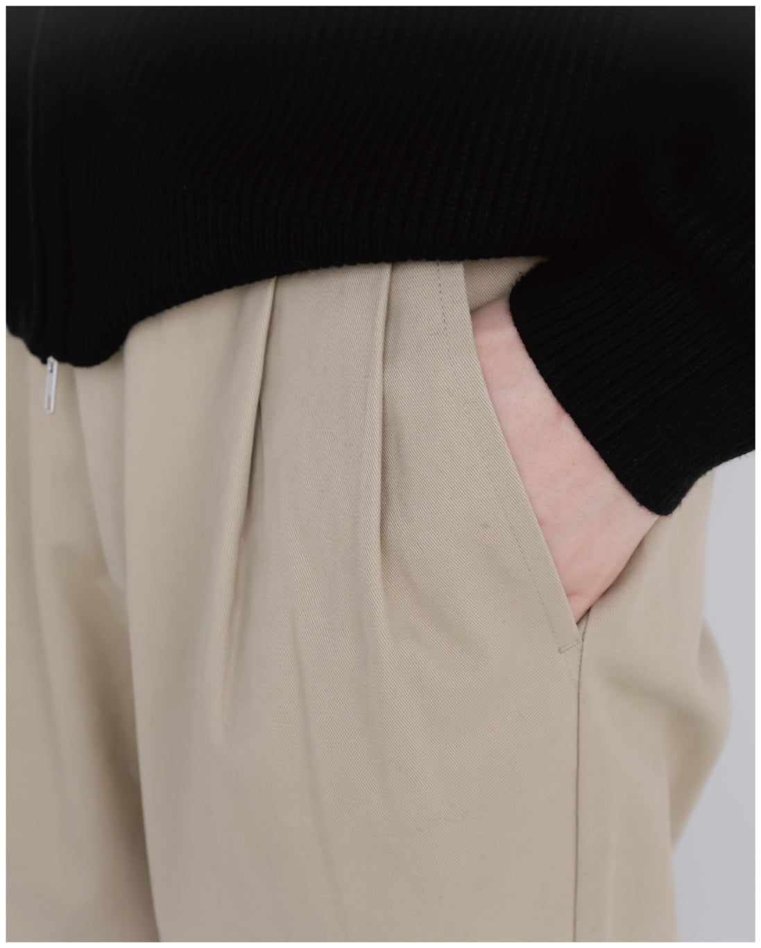 Wide Straight Chino Pants -beige-