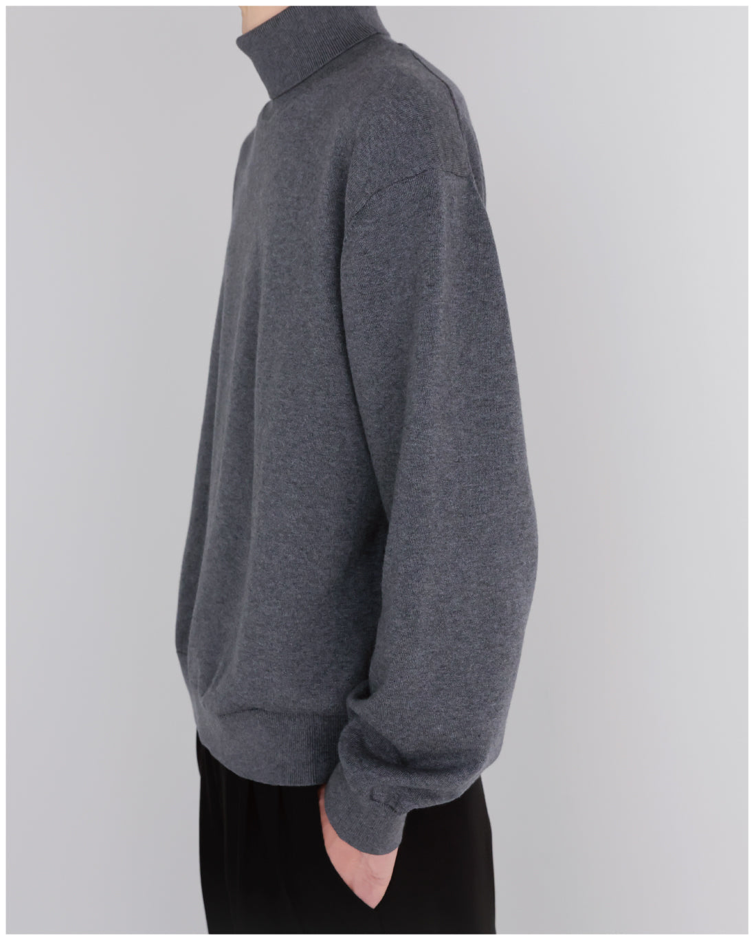 14G Cashmere Mix Highneck Knit -dark gray-
