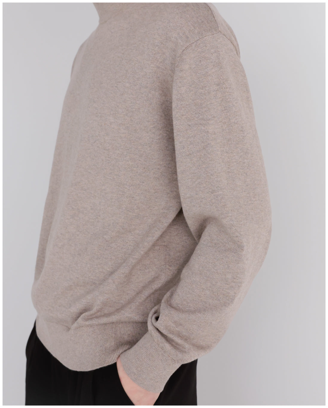 14G Cashmere Mix Mockneck Knit -greige-