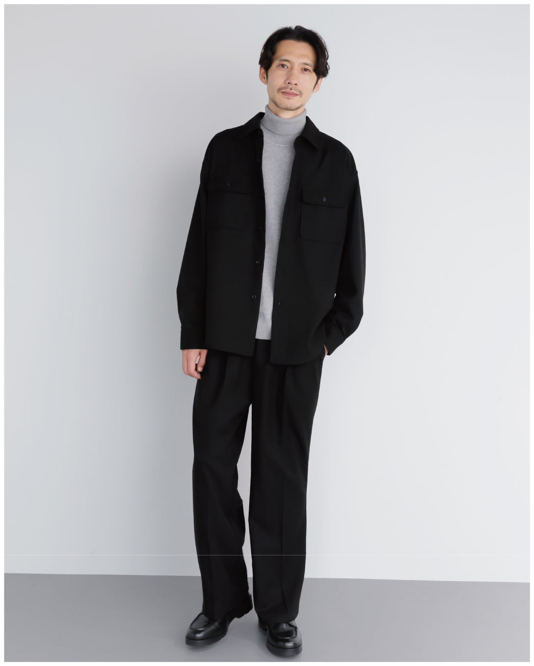 14G Cashmere Mix Highneck Knit -light gray-