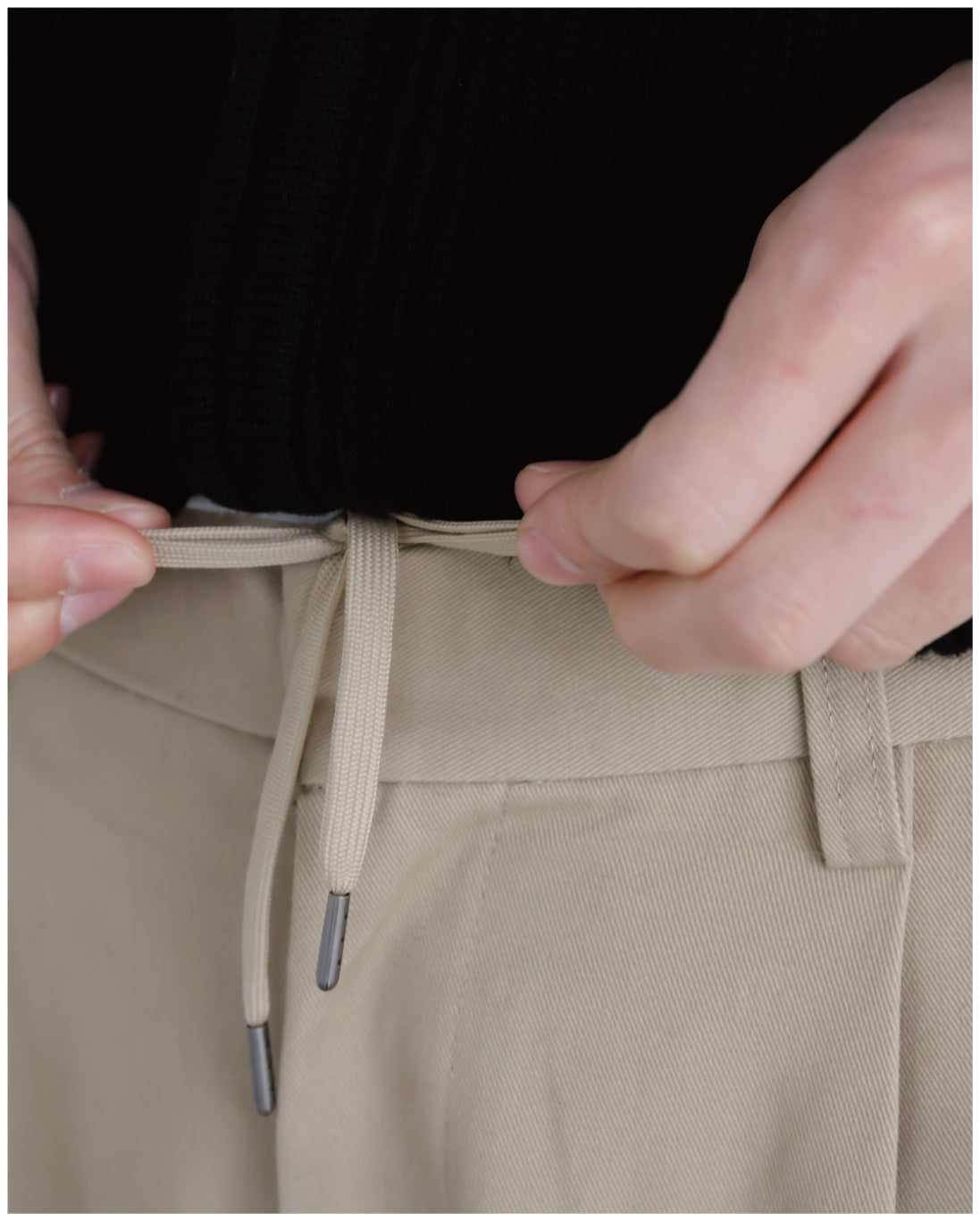 Wide Straight Chino Pants -beige-