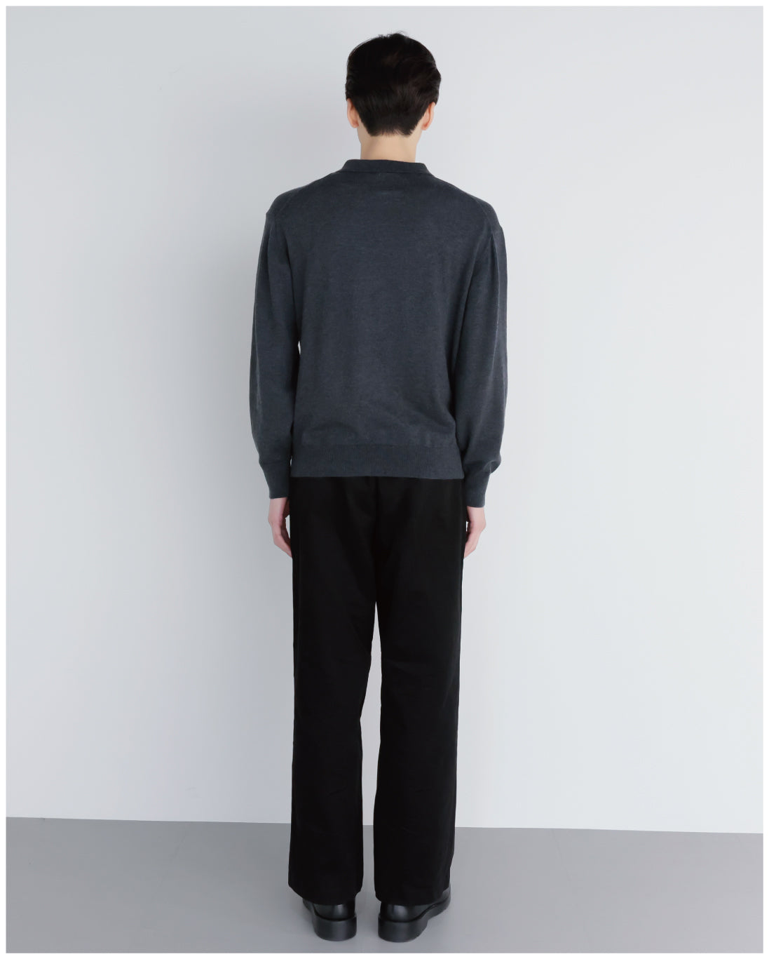 Wide Straight Chino Pants -black-