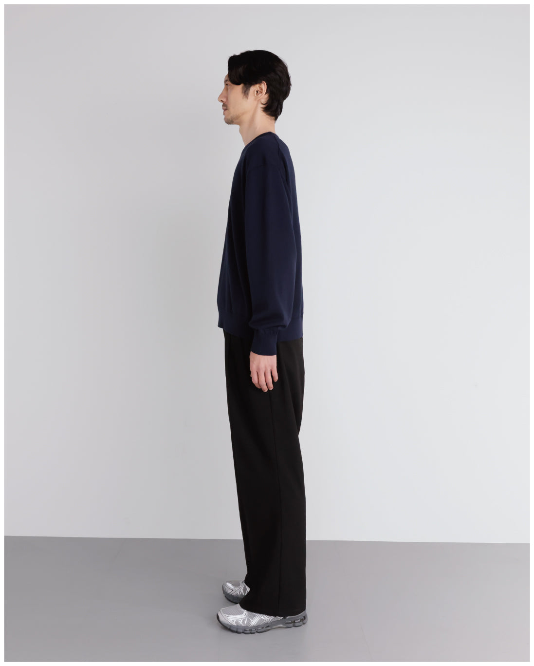 14G Cashmere Mix Crewneck Knit -navy-