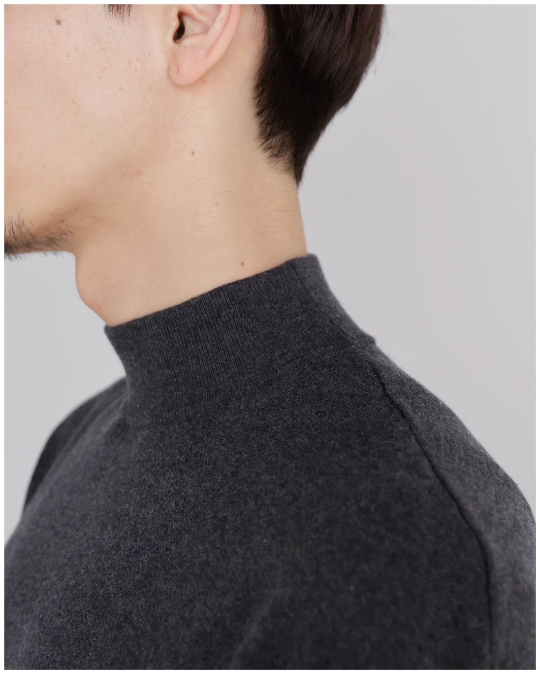 14G Cashmere Mix Mockneck Knit -charcoal-