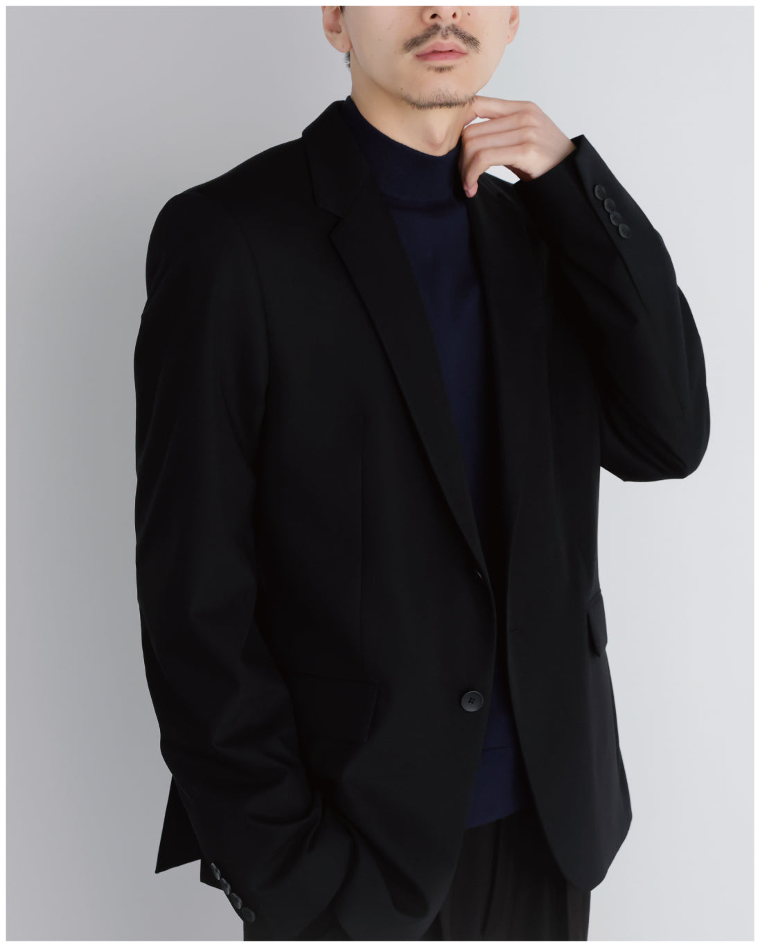 14G Cashmere Mix Mockneck Knit -navy-