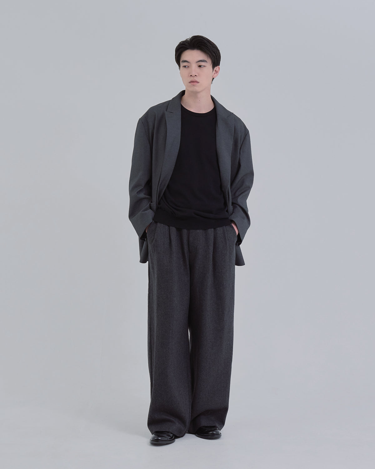 Wool Touch Tailored Jacket -dark gray-
