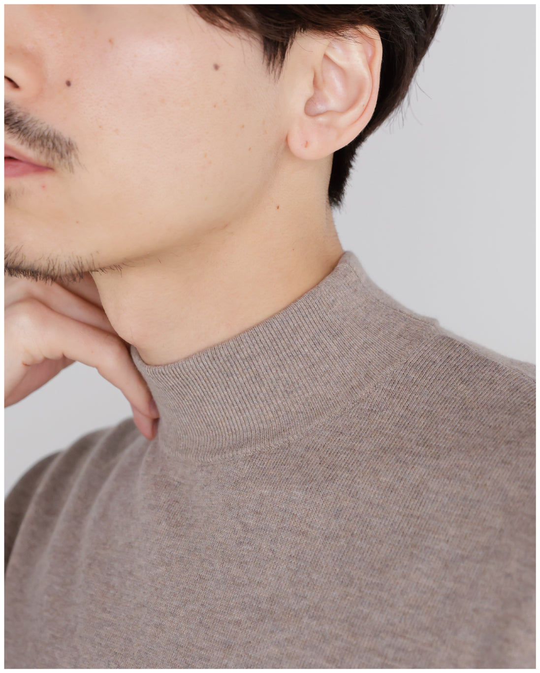 14G Cashmere Mix Mockneck Knit -greige-