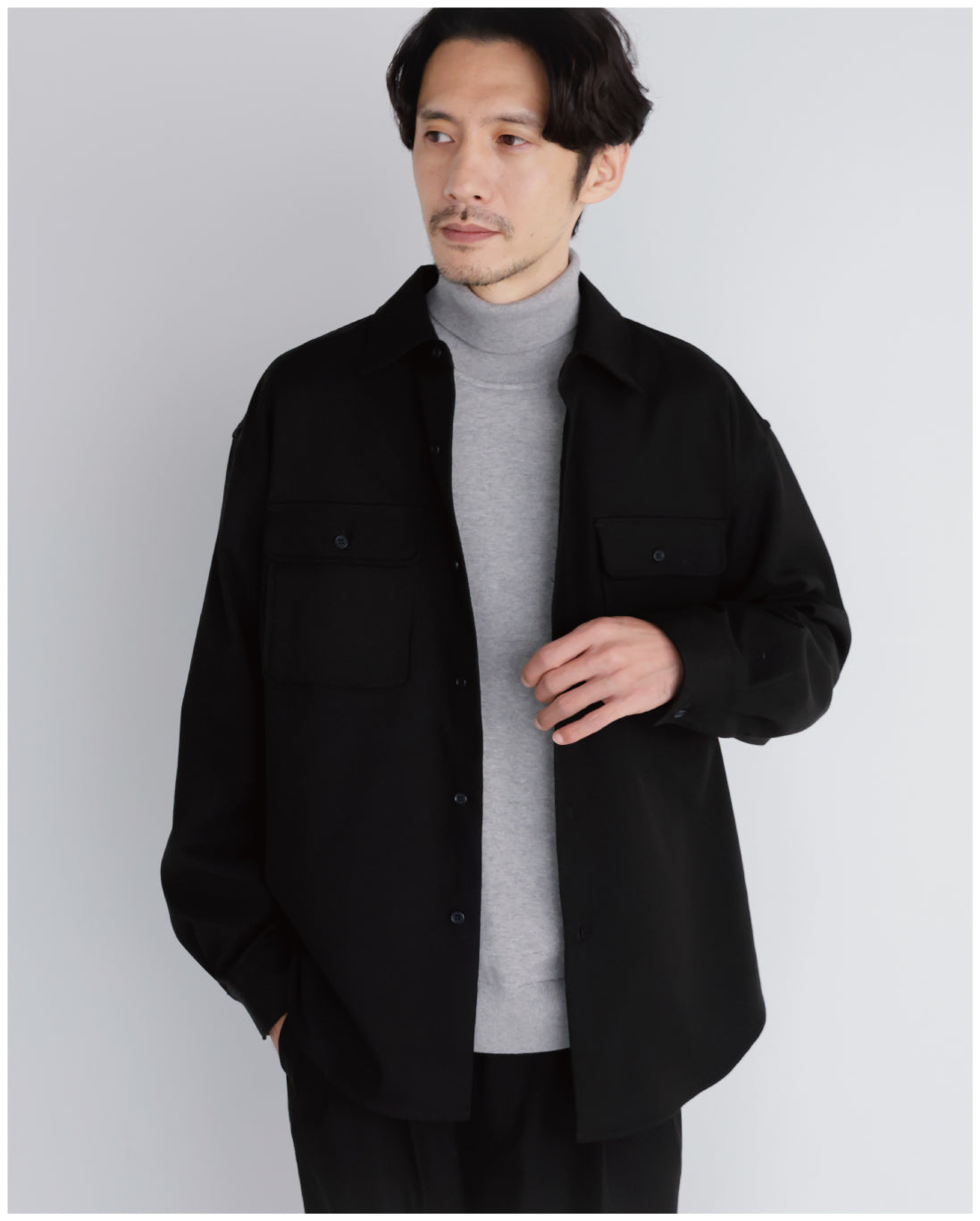 14G Cashmere Mix Highneck Knit -light gray-