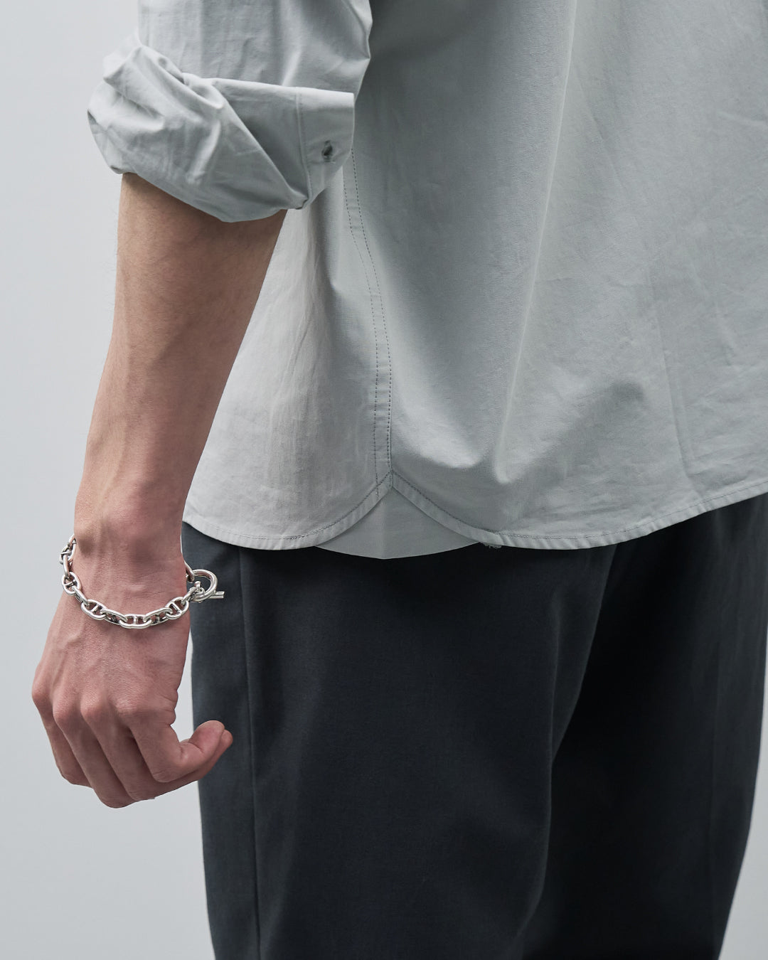 Cotton Broadcloth Regular Collar L/S Shirts -light gray-