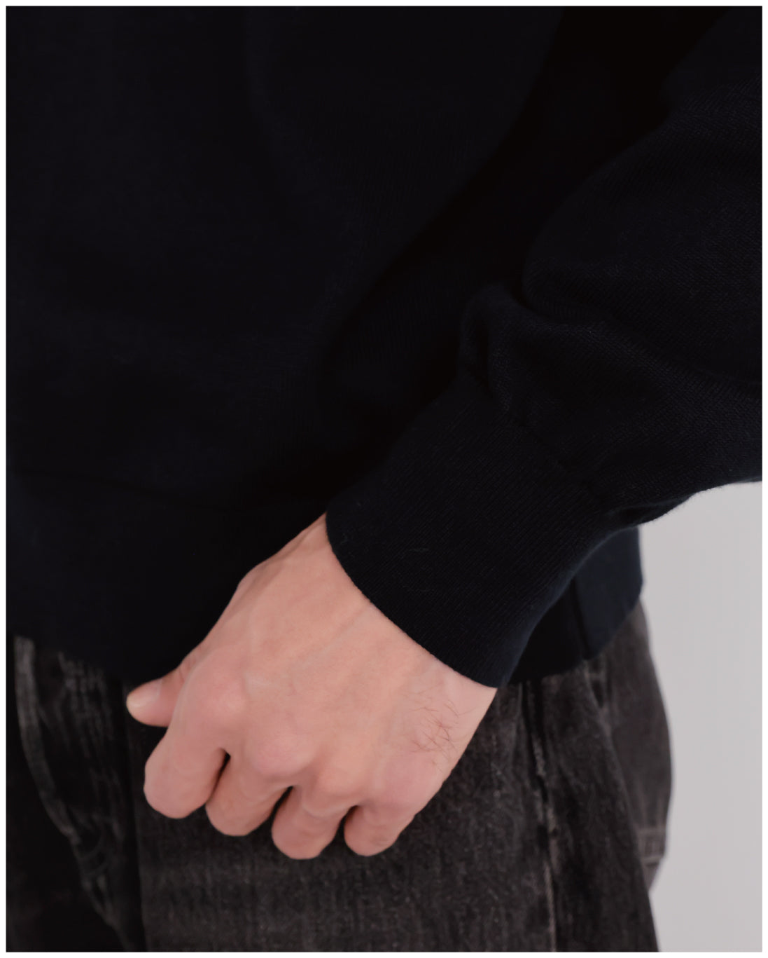 14G Cashmere Mix Highneck Knit -black-