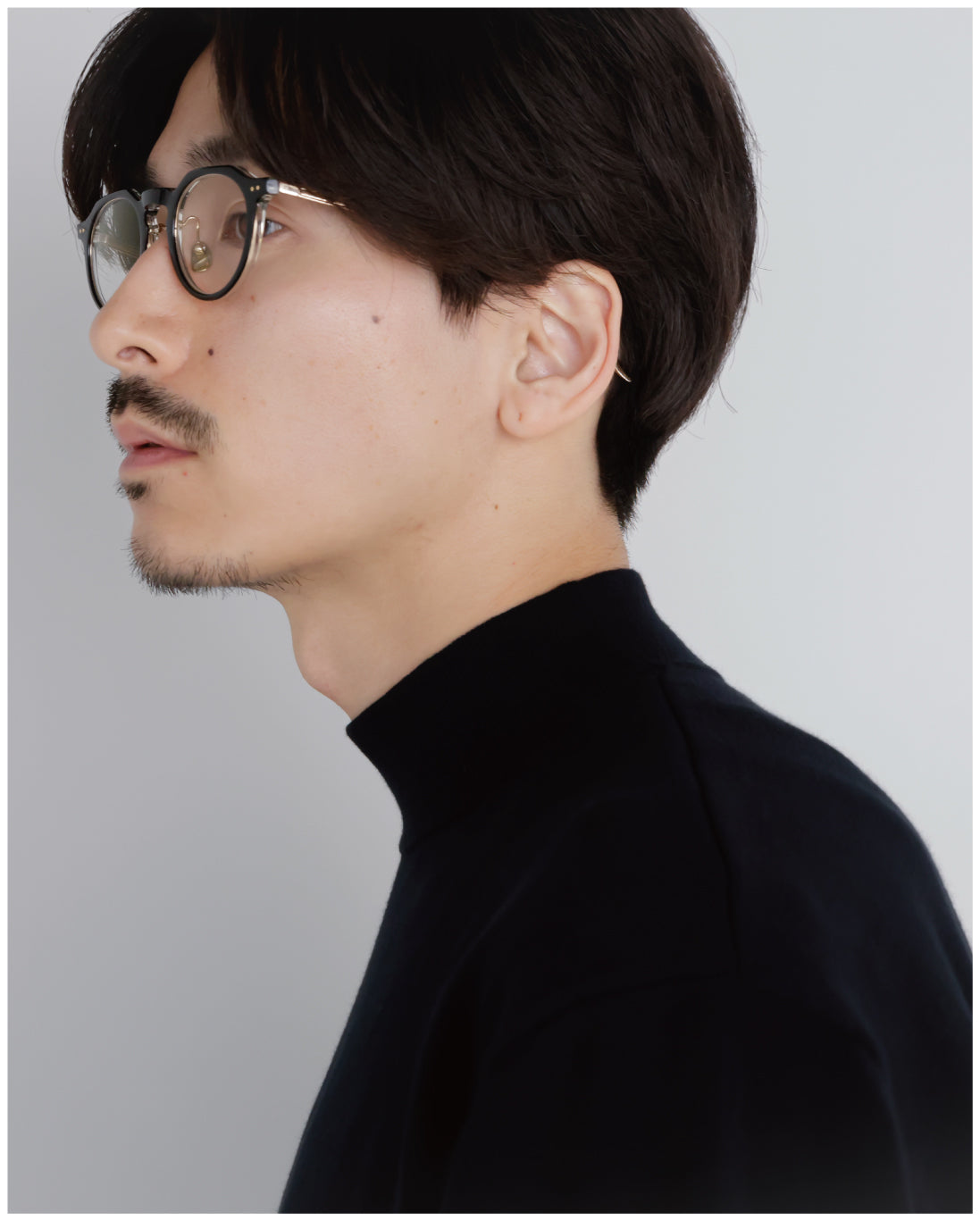 14G Cashmere Mix Mockneck Knit -black-