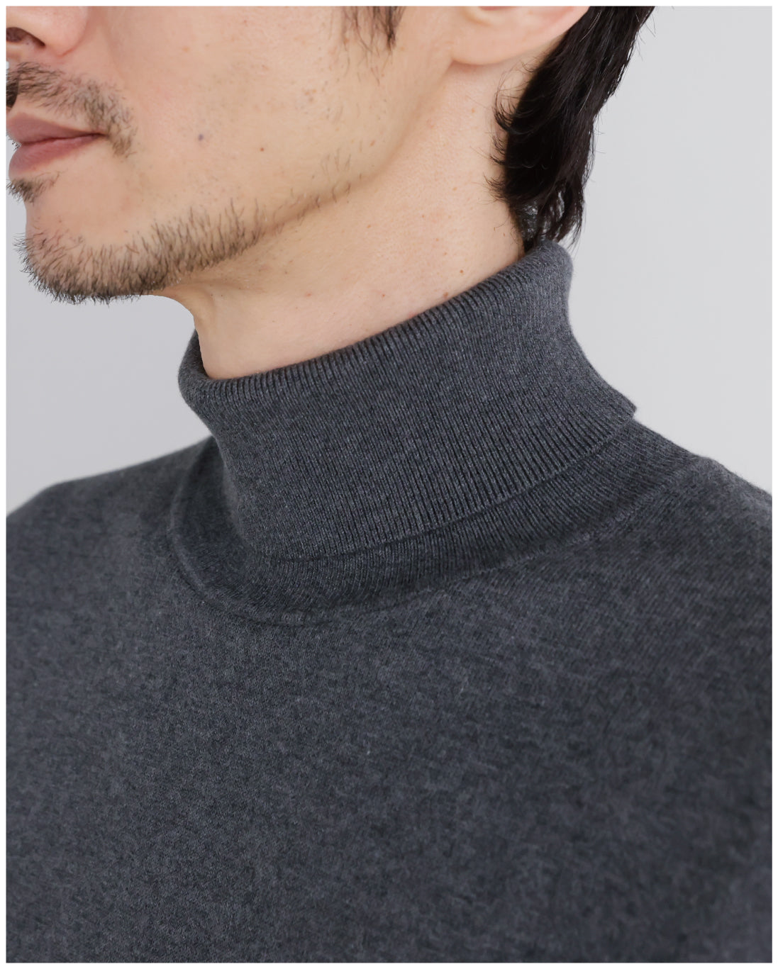 14G Cashmere Mix Highneck Knit -dark gray-