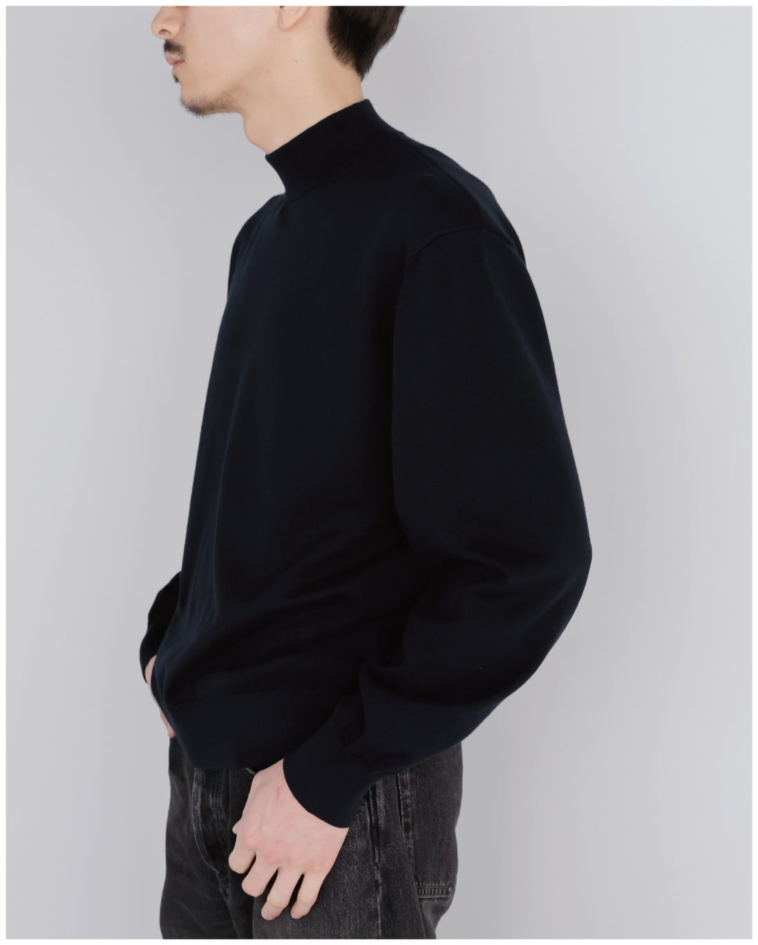 14G Cashmere Mix Mockneck Knit -black-