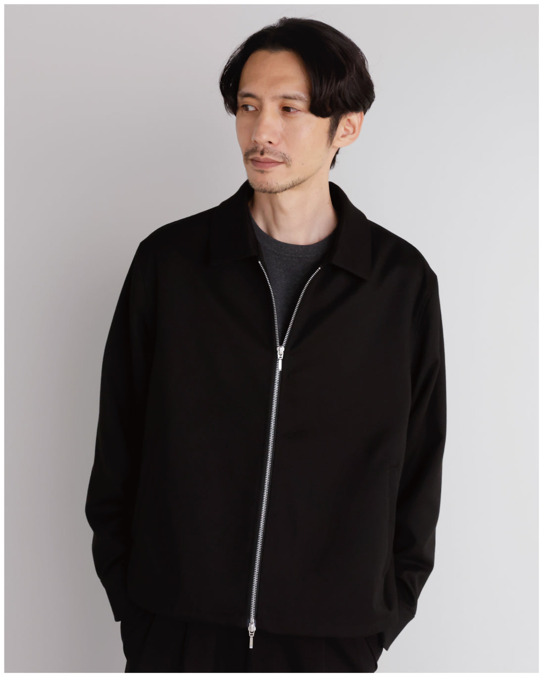 14G Cashmere Mix Crewneck Knit -charcoal-