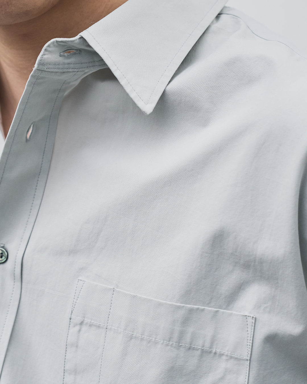 Cotton Broadcloth Regular Collar L/S Shirts -light gray-