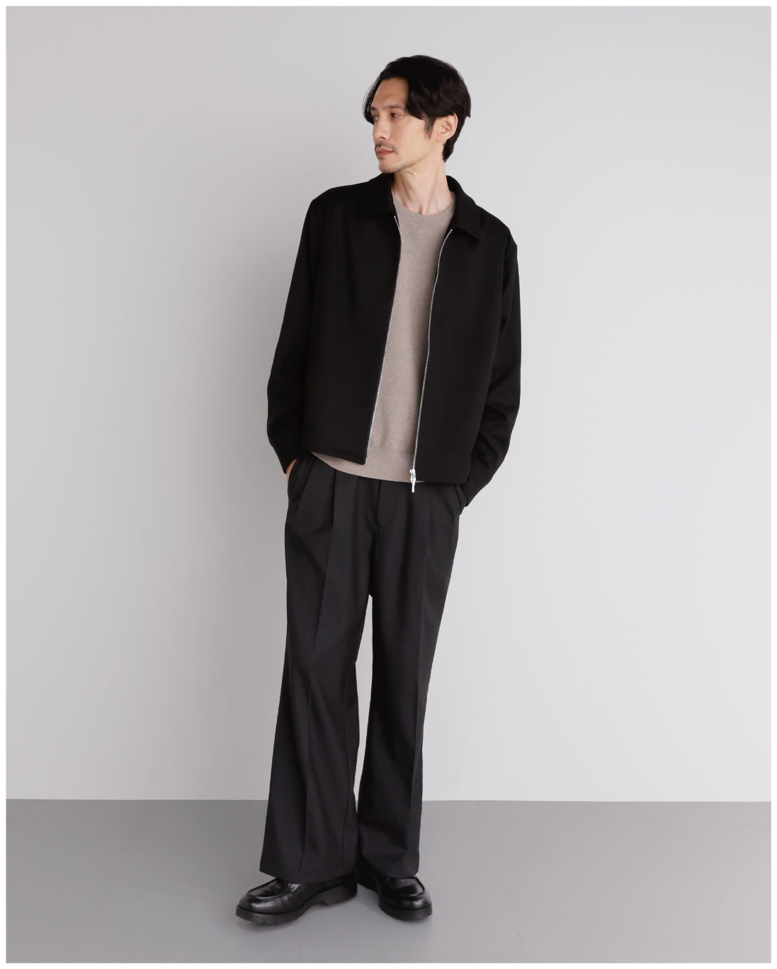 14G Cashmere Mix Crewneck Knit -greige-