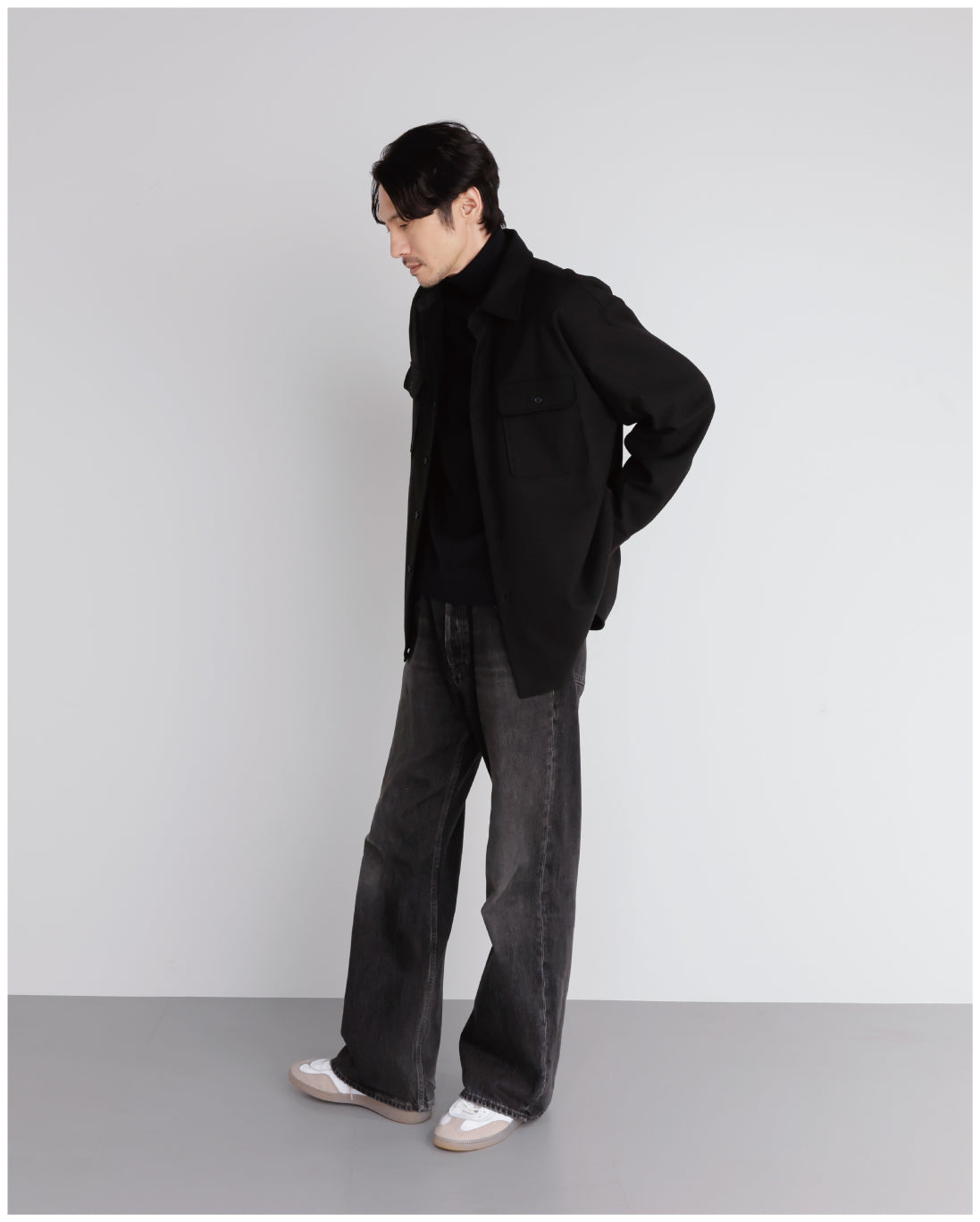 14G Cashmere Mix Highneck Knit -black-