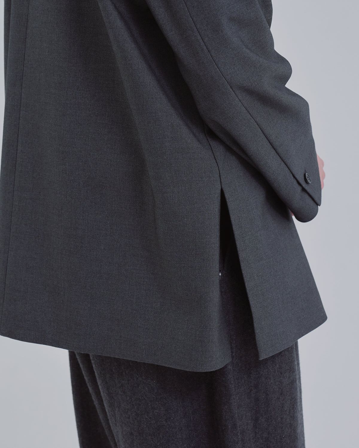 Wool Touch Tailored Jacket -dark gray-