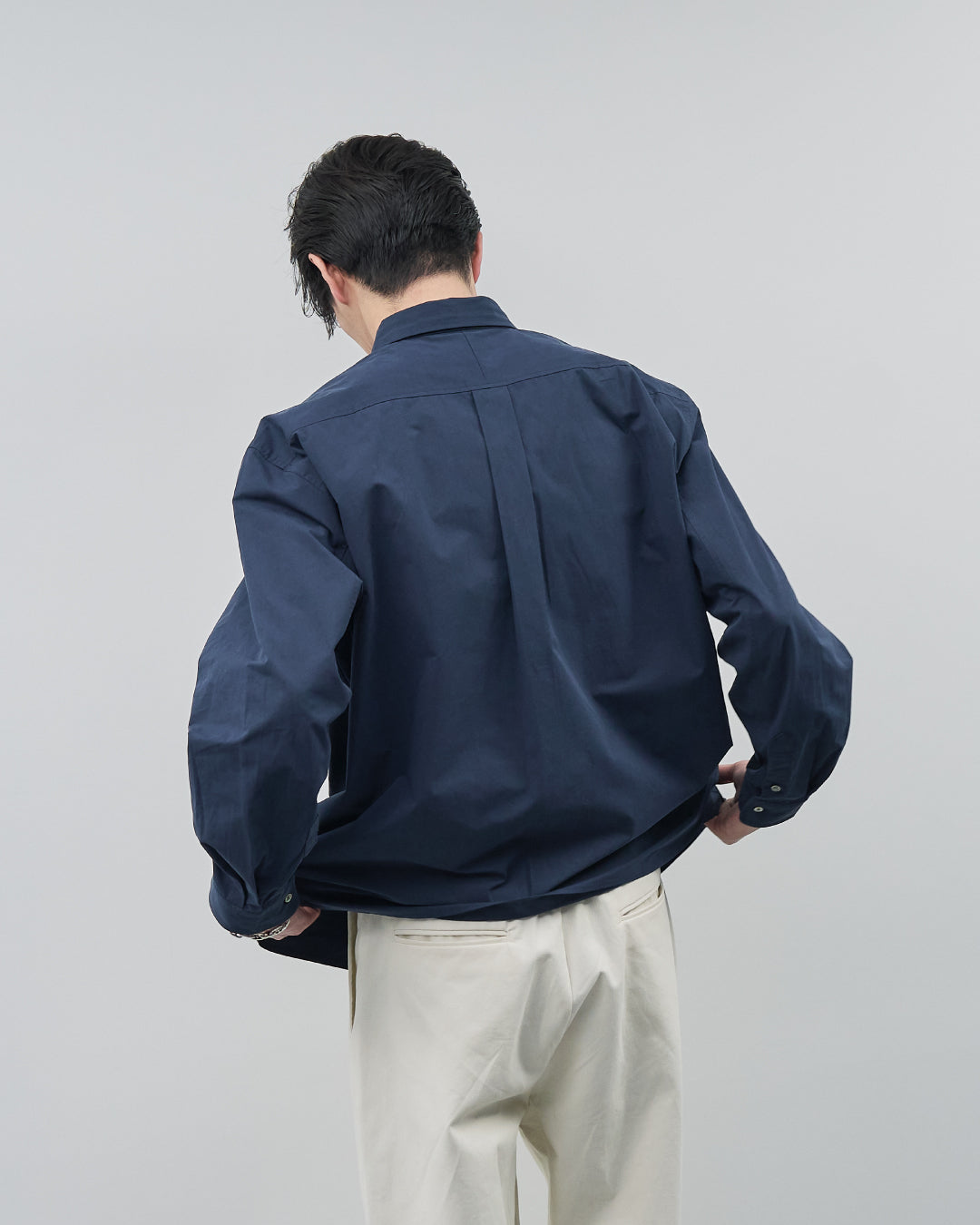 Cotton Broadcloth Regular Collar L/S Shirts -navy-