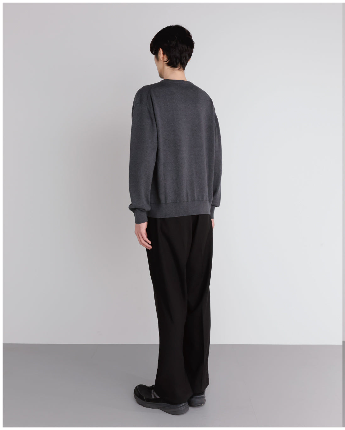 14G Cashmere Mix Crewneck Knit -charcoal-