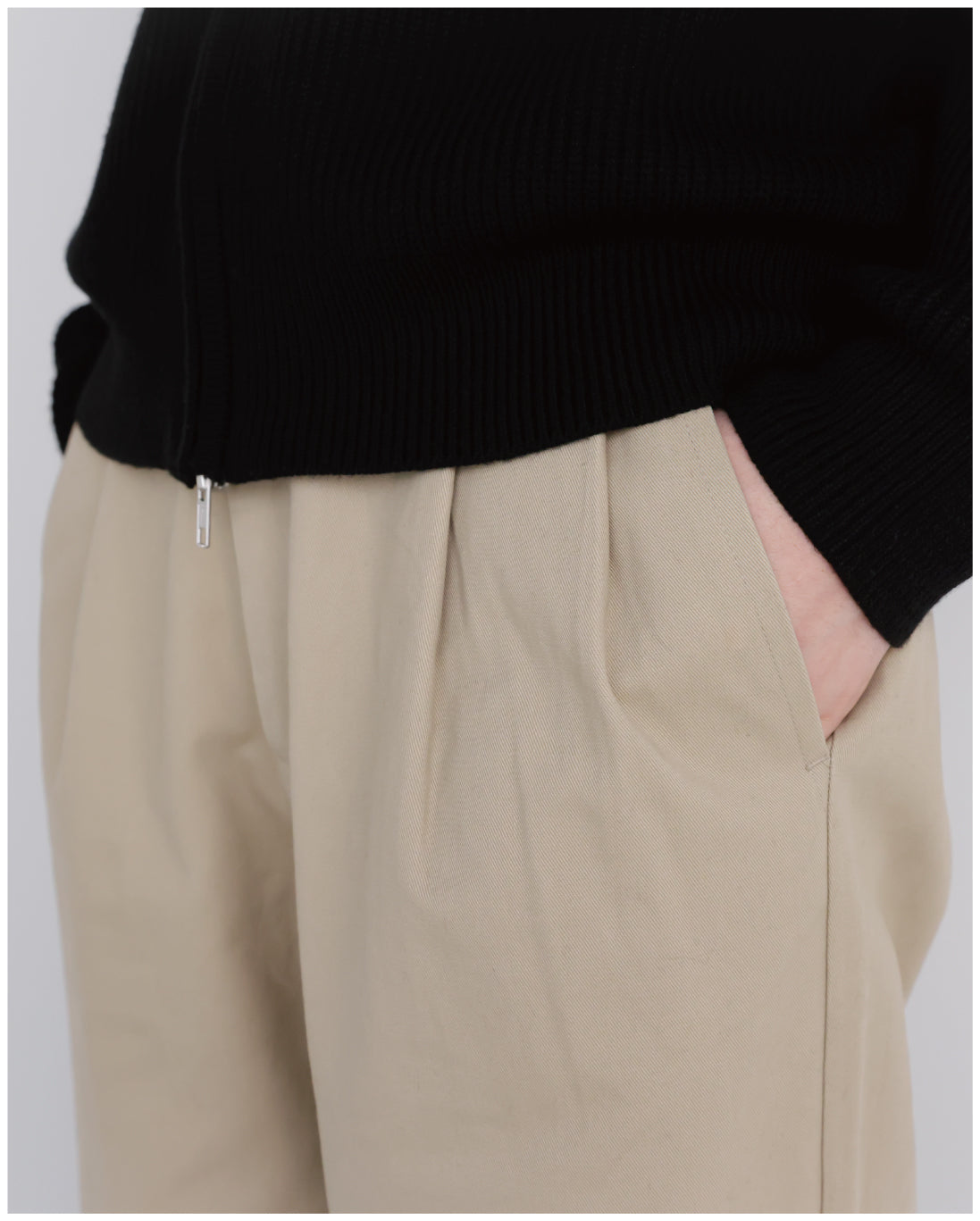 Wide Straight Chino Pants -beige-
