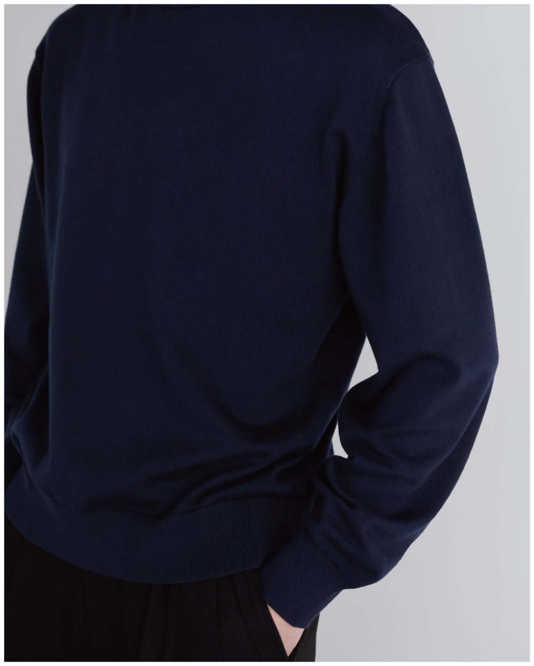 14G Cashmere Mix Mockneck Knit -navy-