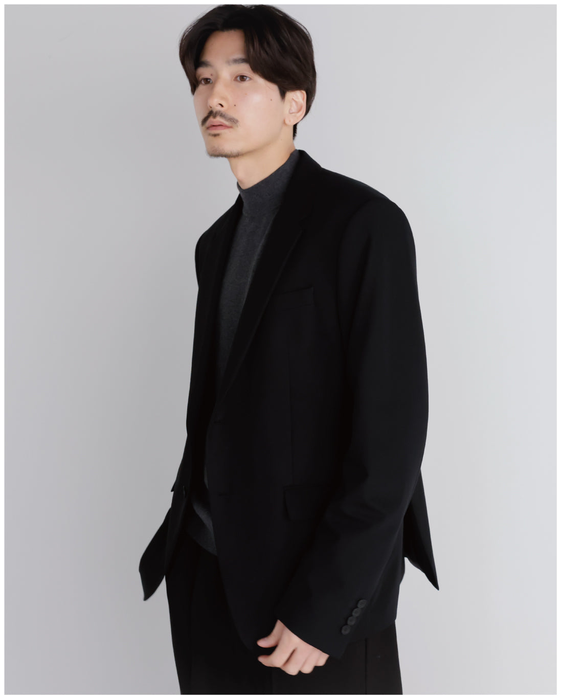 14G Cashmere Mix Mockneck Knit -charcoal-