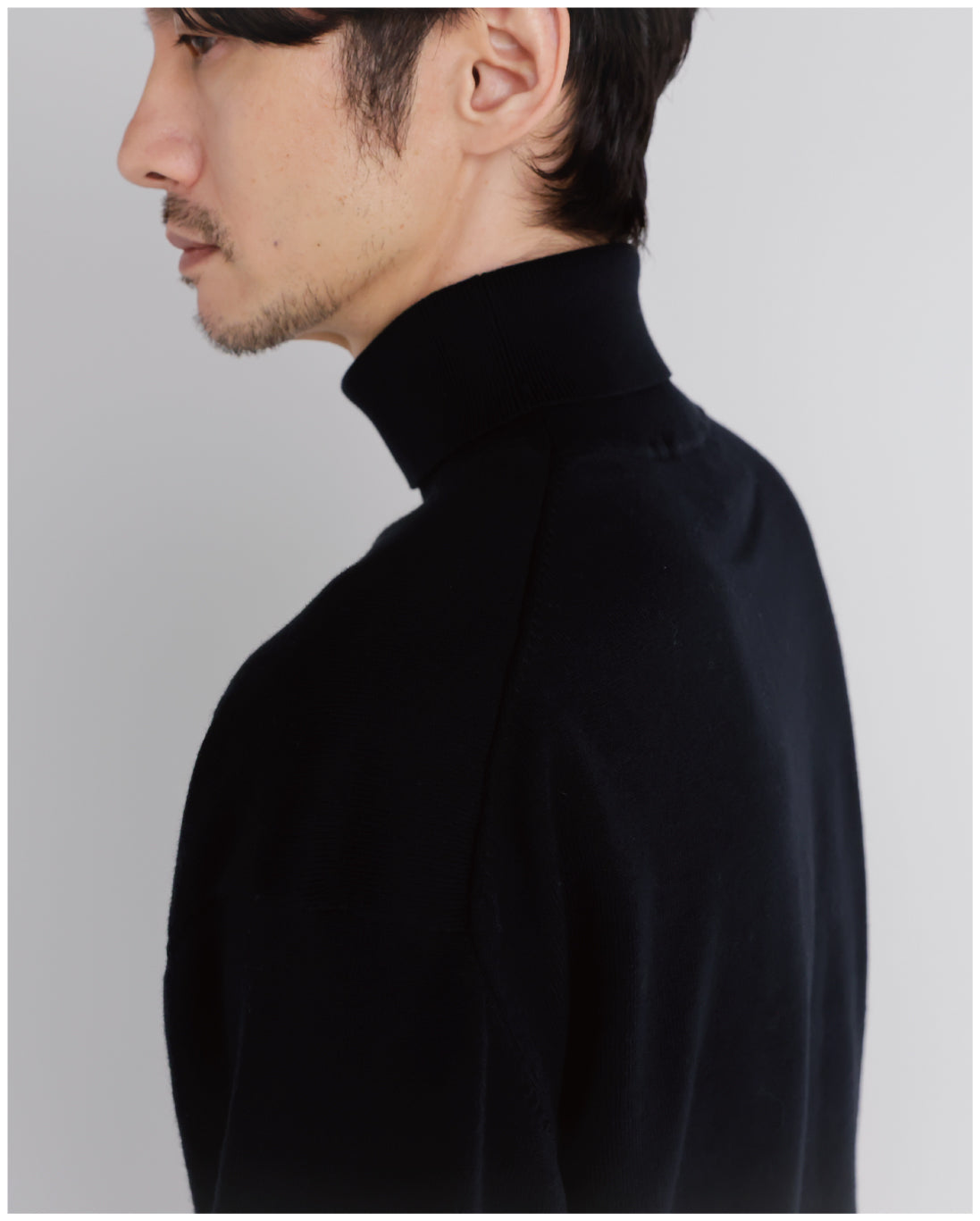 14G Cashmere Mix Highneck Knit -black-