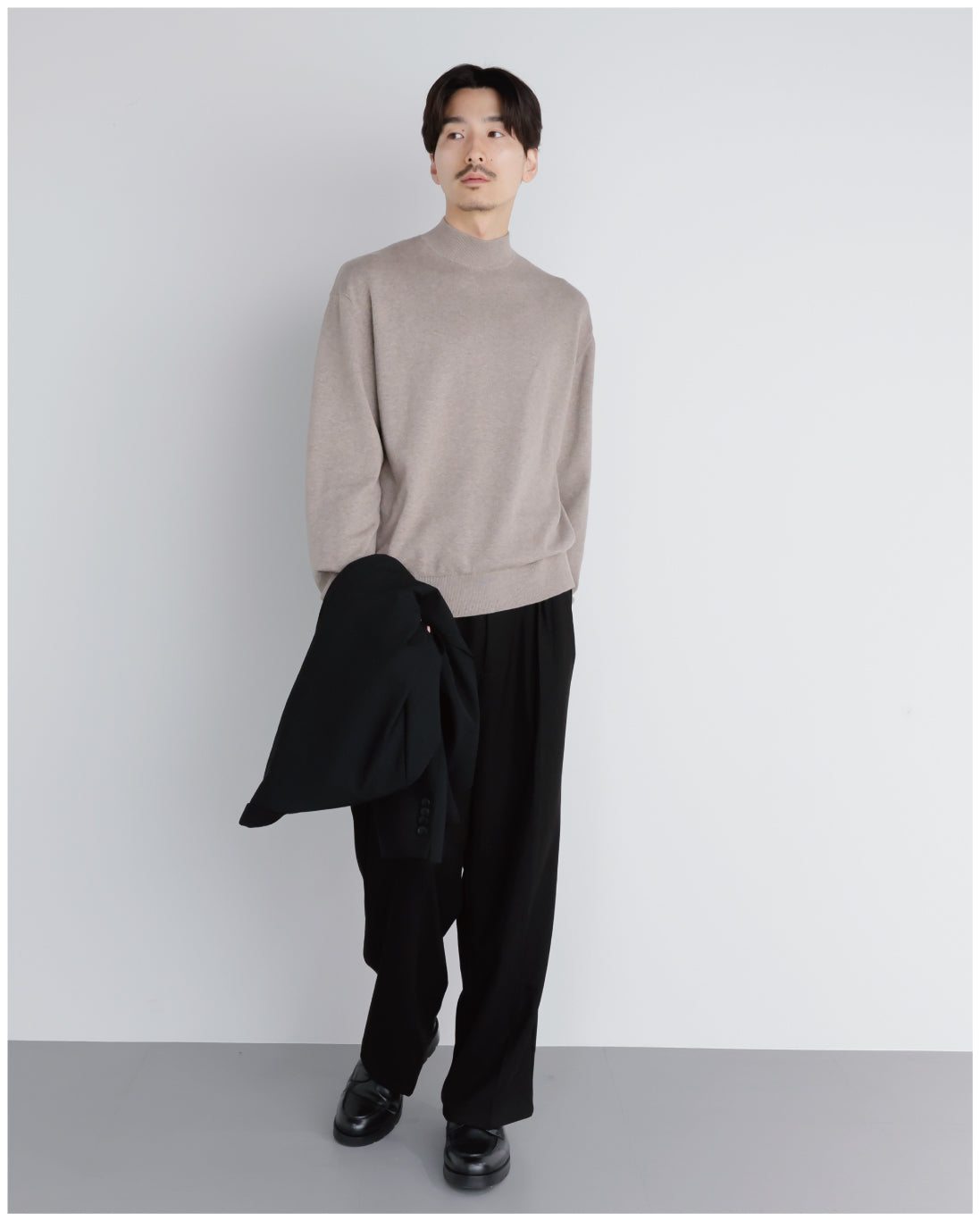 14G Cashmere Mix Mockneck Knit -greige-