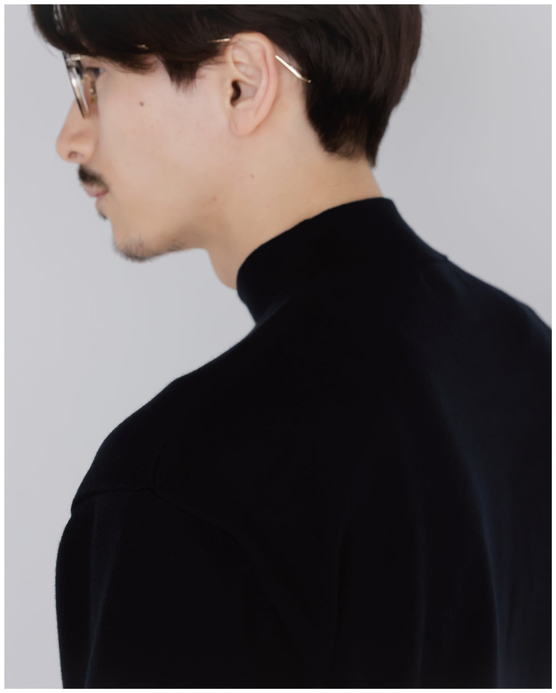 14G Cashmere Mix Mockneck Knit -black-