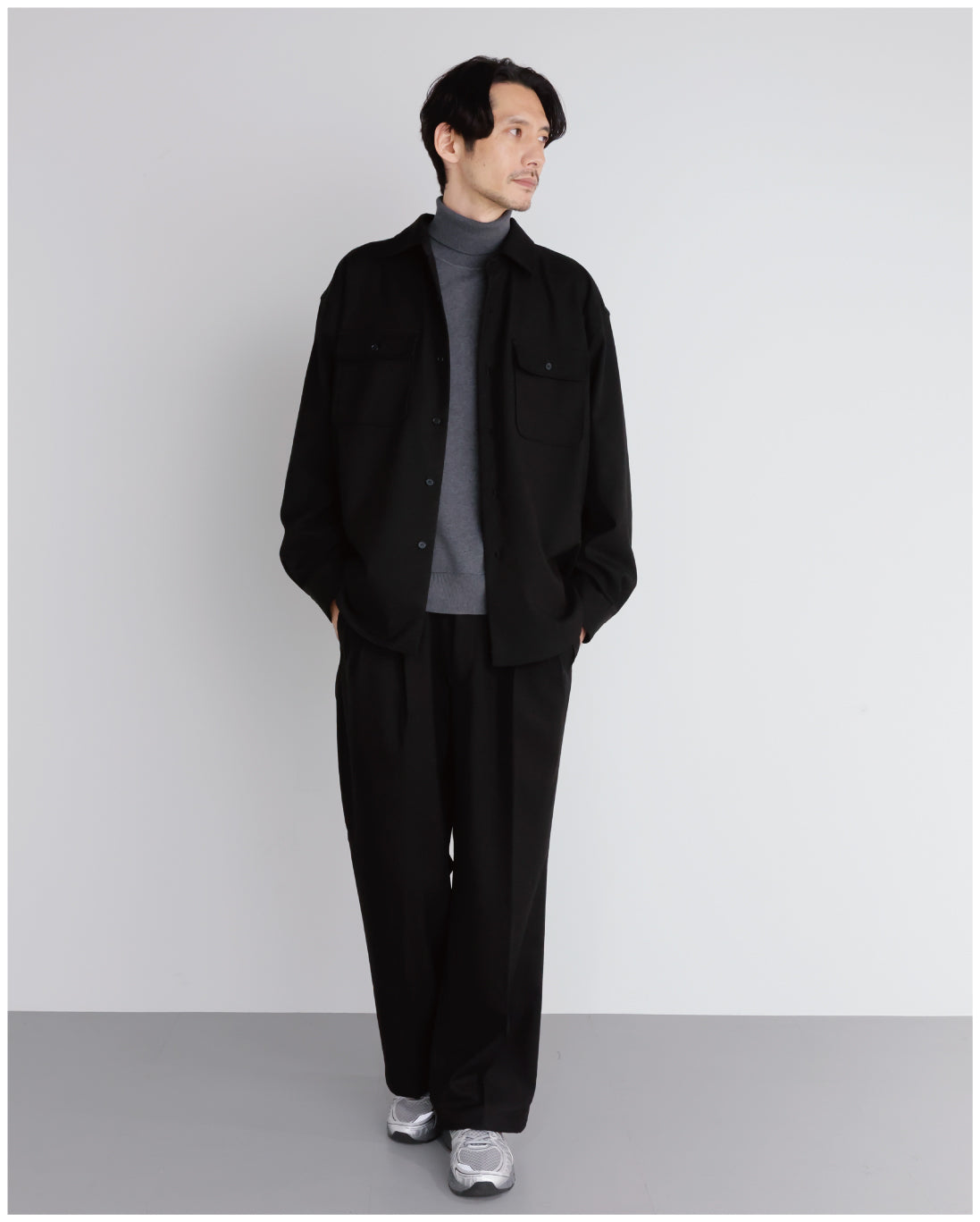 14G Cashmere Mix Highneck Knit -dark gray-