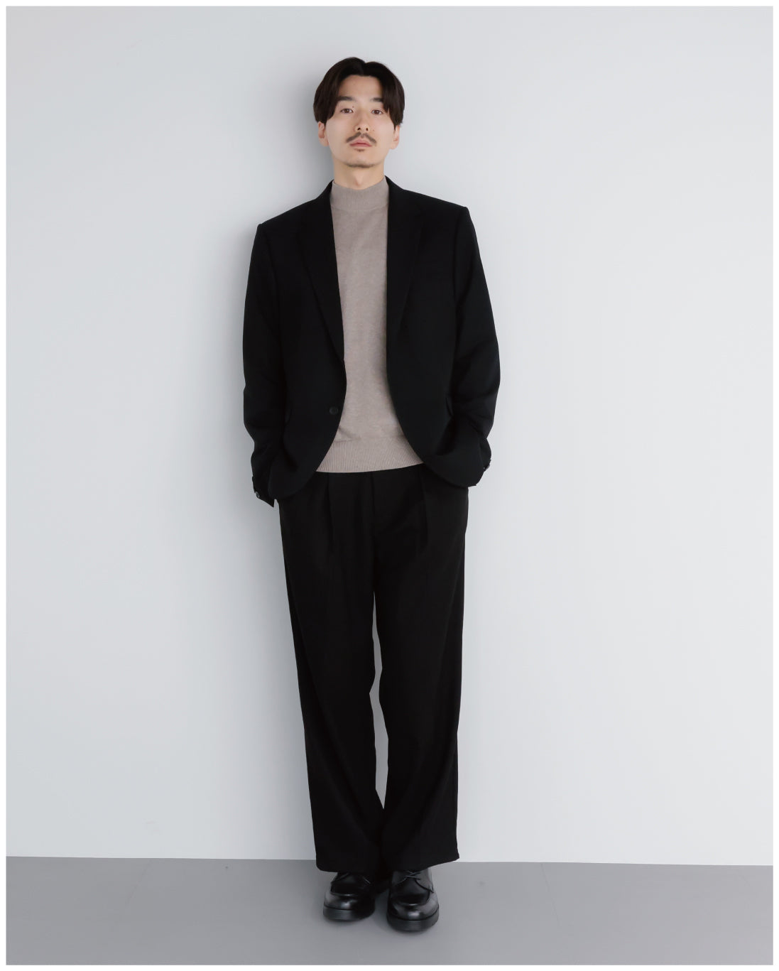 14G Cashmere Mix Mockneck Knit -greige-