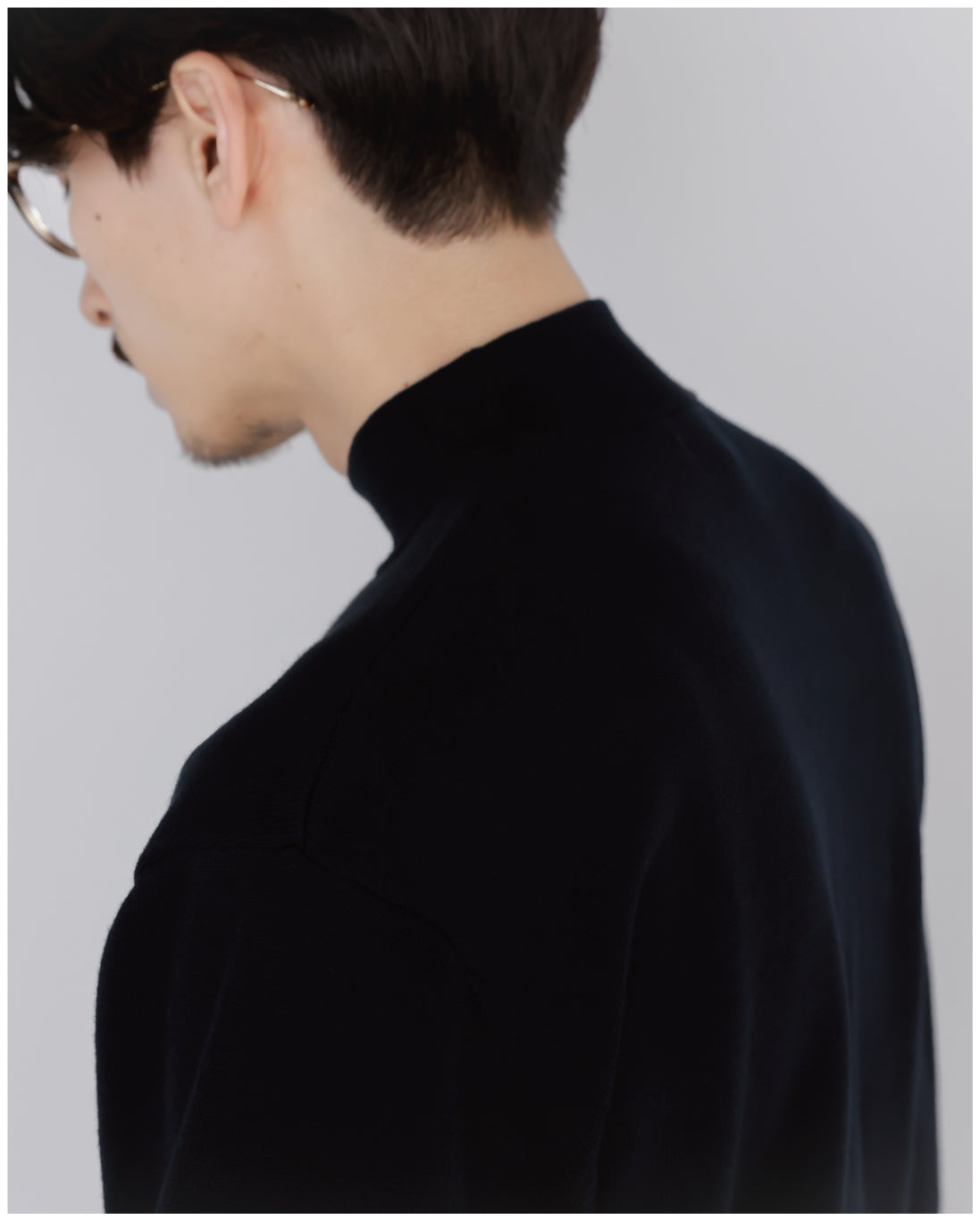 14G Cashmere Mix Mockneck Knit -black-