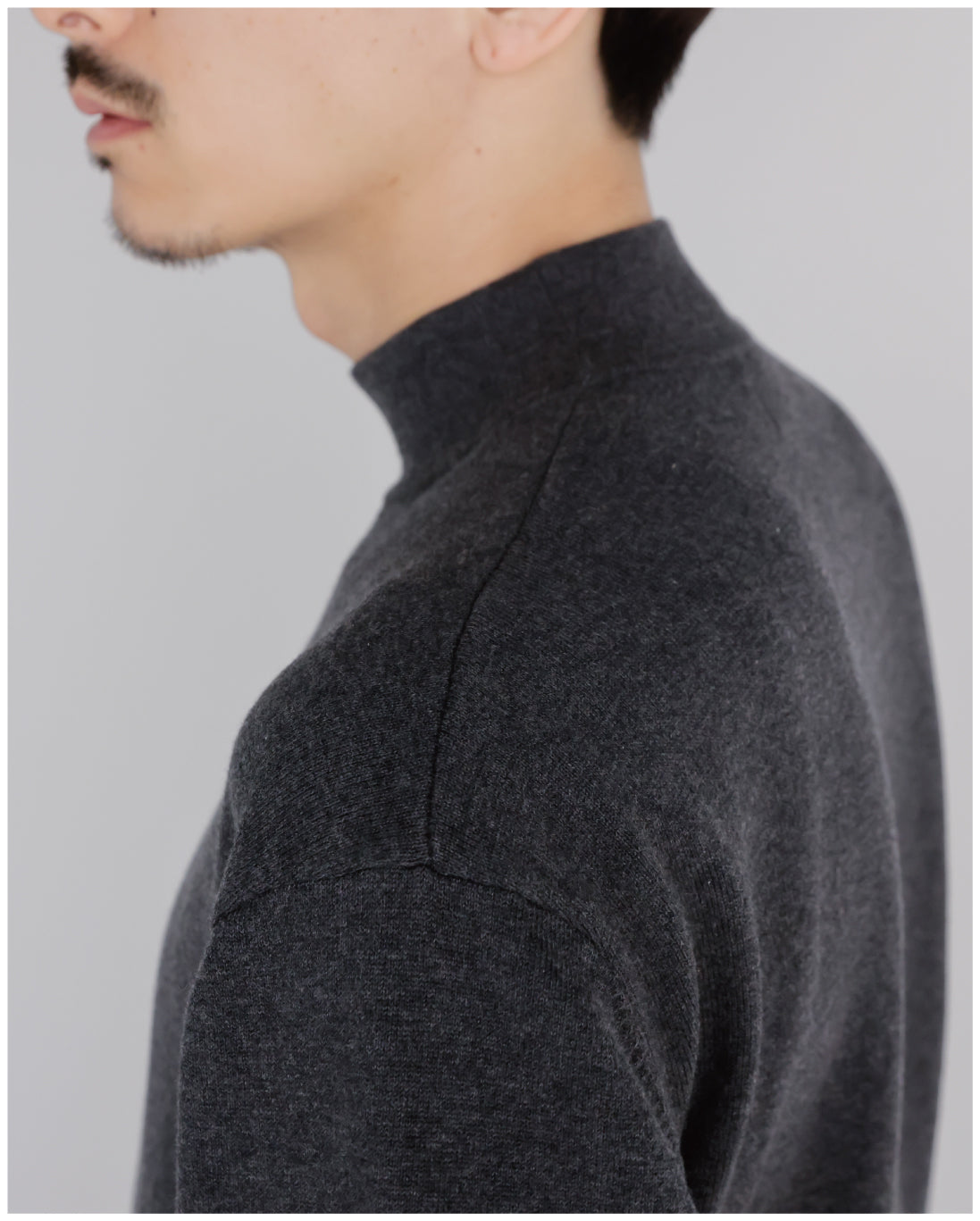 14G Cashmere Mix Mockneck Knit -charcoal-
