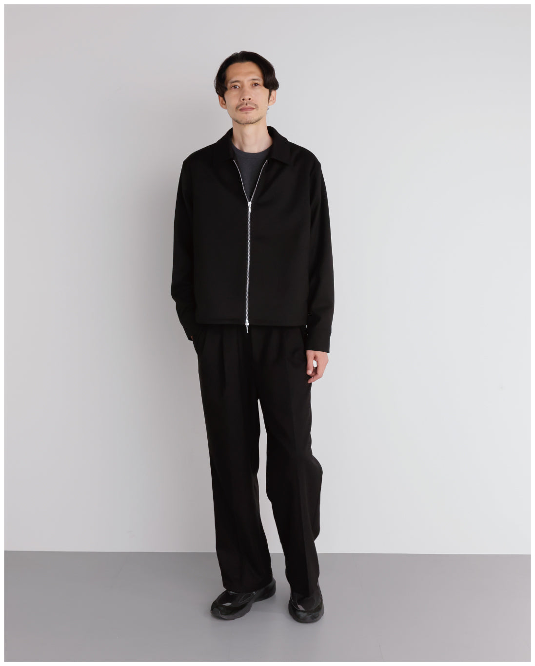 14G Cashmere Mix Crewneck Knit -charcoal-