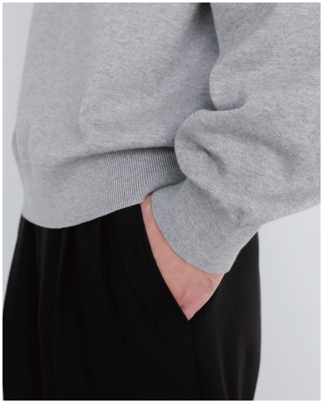 14G Cashmere Mix Highneck Knit -light gray-