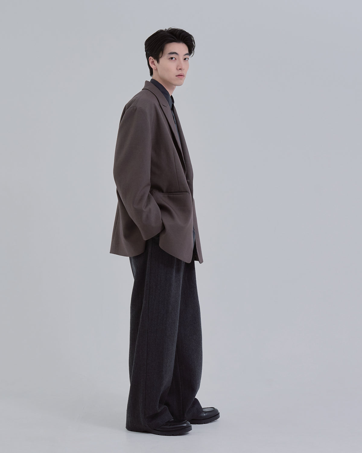 Wool Touch Tailored Jacket -brown-