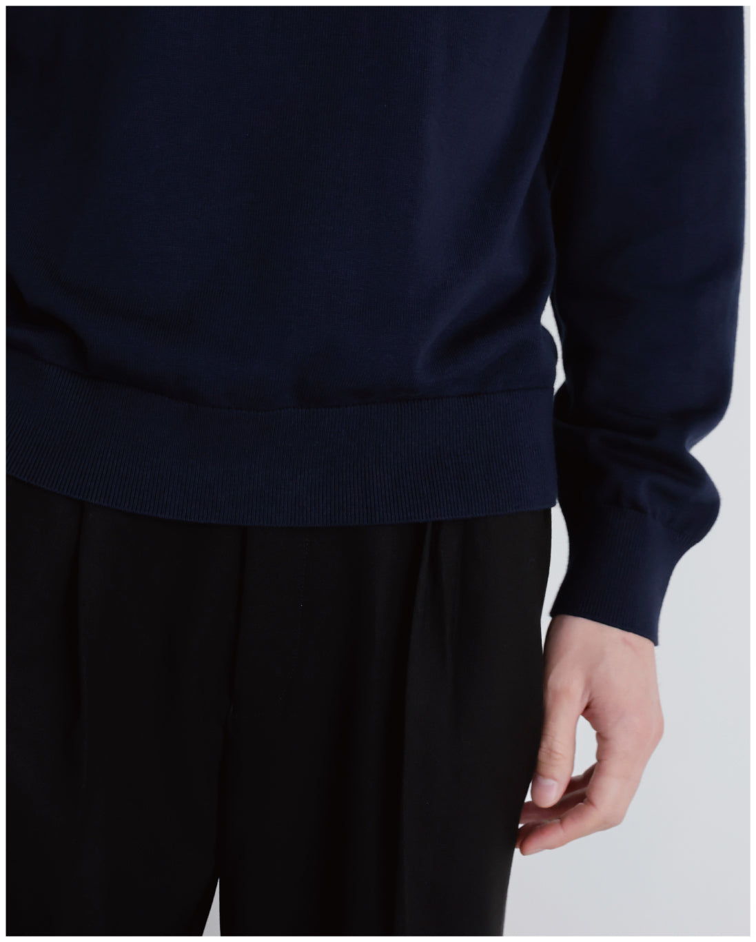 14G Cashmere Mix Mockneck Knit -navy-