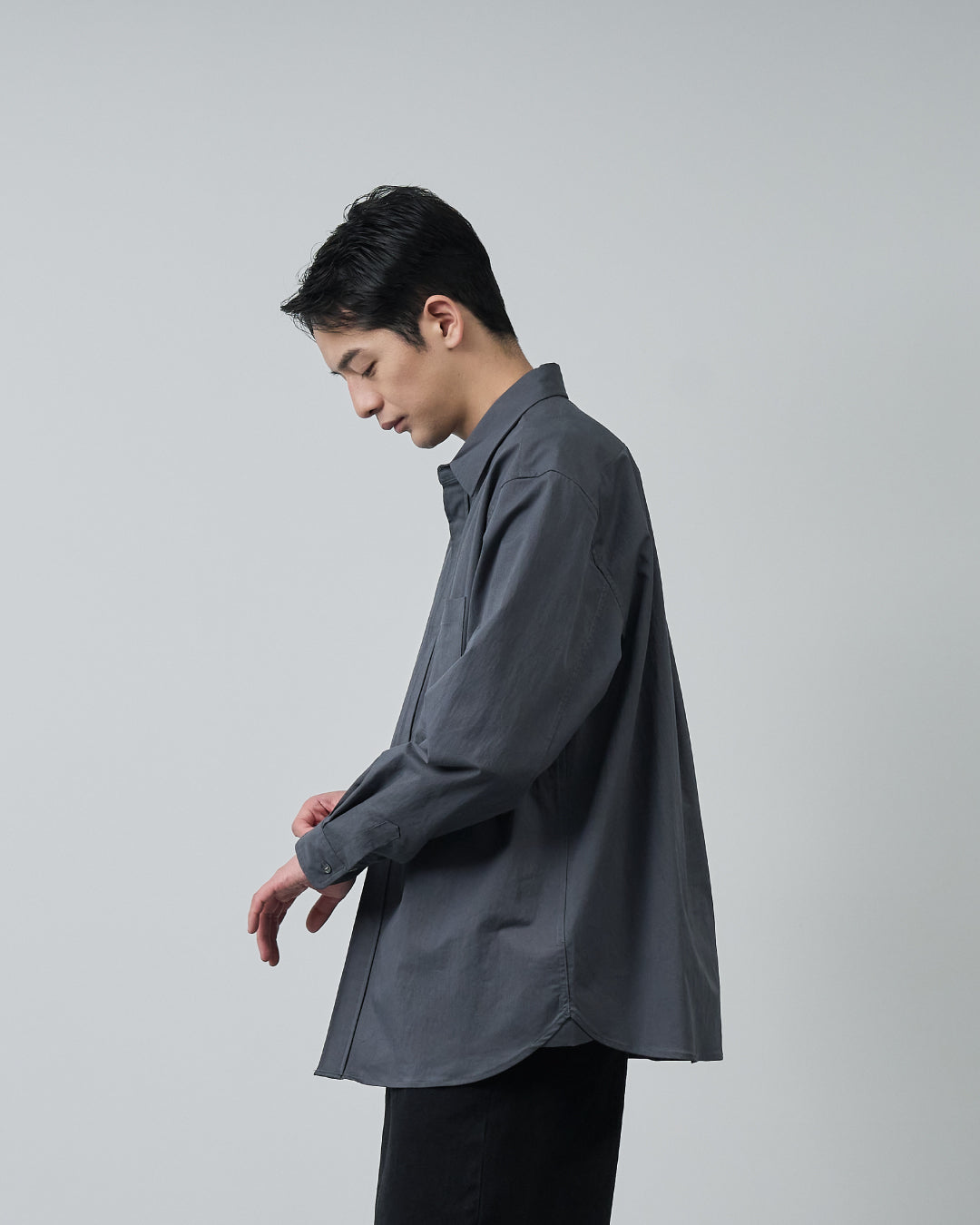 Cotton×Nylon Regular Collar L/S Shirts -charcoal-