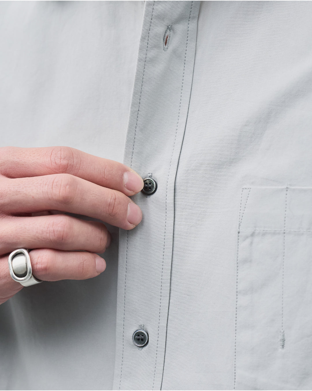 Cotton Broadcloth Regular Collar L/S Shirts -light gray-