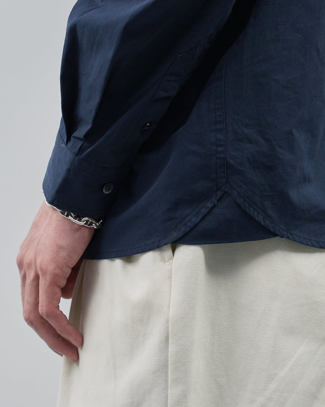 Cotton Broadcloth Regular Collar L/S Shirts -navy-