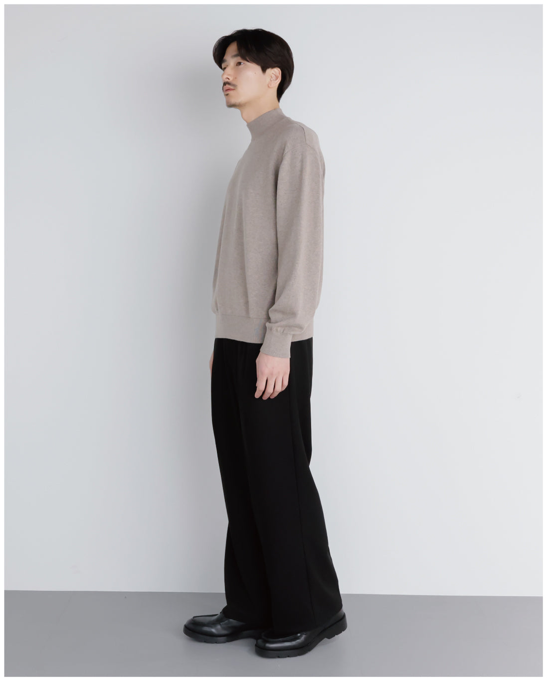 14G Cashmere Mix Mockneck Knit -greige-