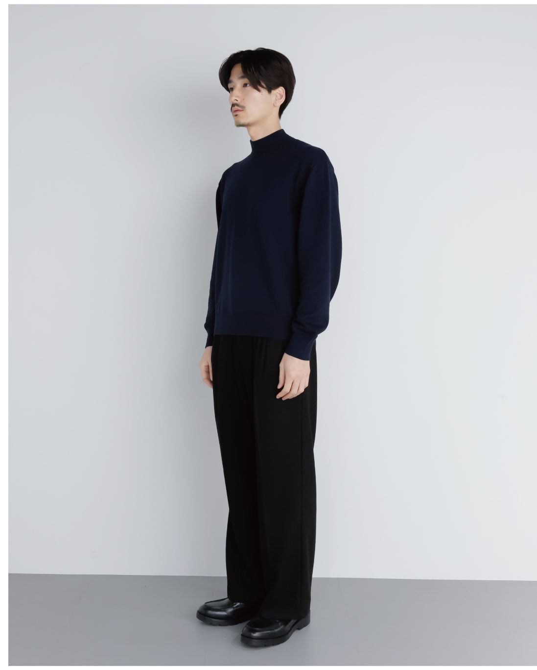 14G Cashmere Mix Mockneck Knit -navy-