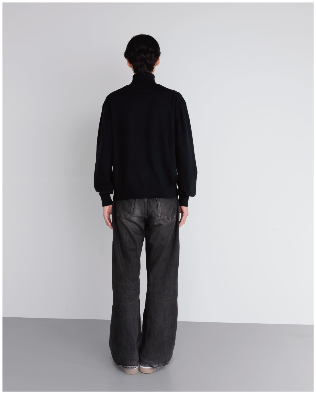 14G Cashmere Mix Highneck Knit -black-