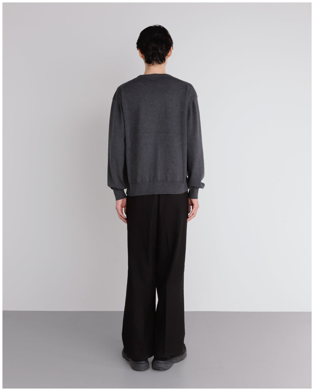 14G Cashmere Mix Crewneck Knit -charcoal-