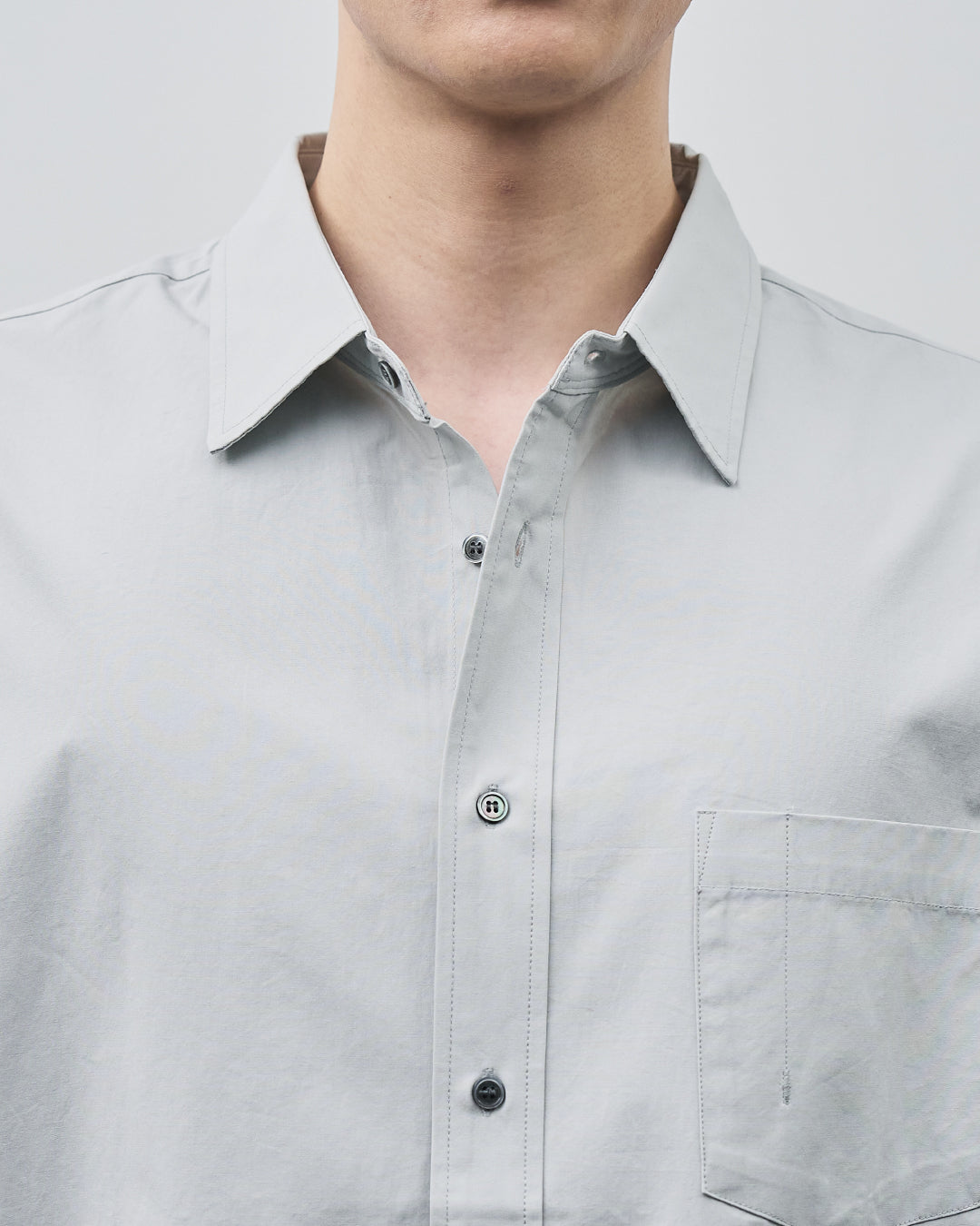 Cotton Broadcloth Regular Collar L/S Shirts -light gray-