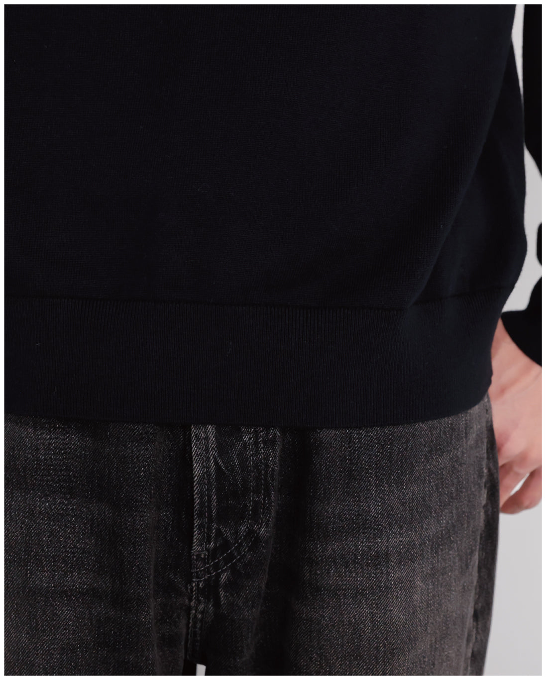 14G Cashmere Mix Highneck Knit -black-