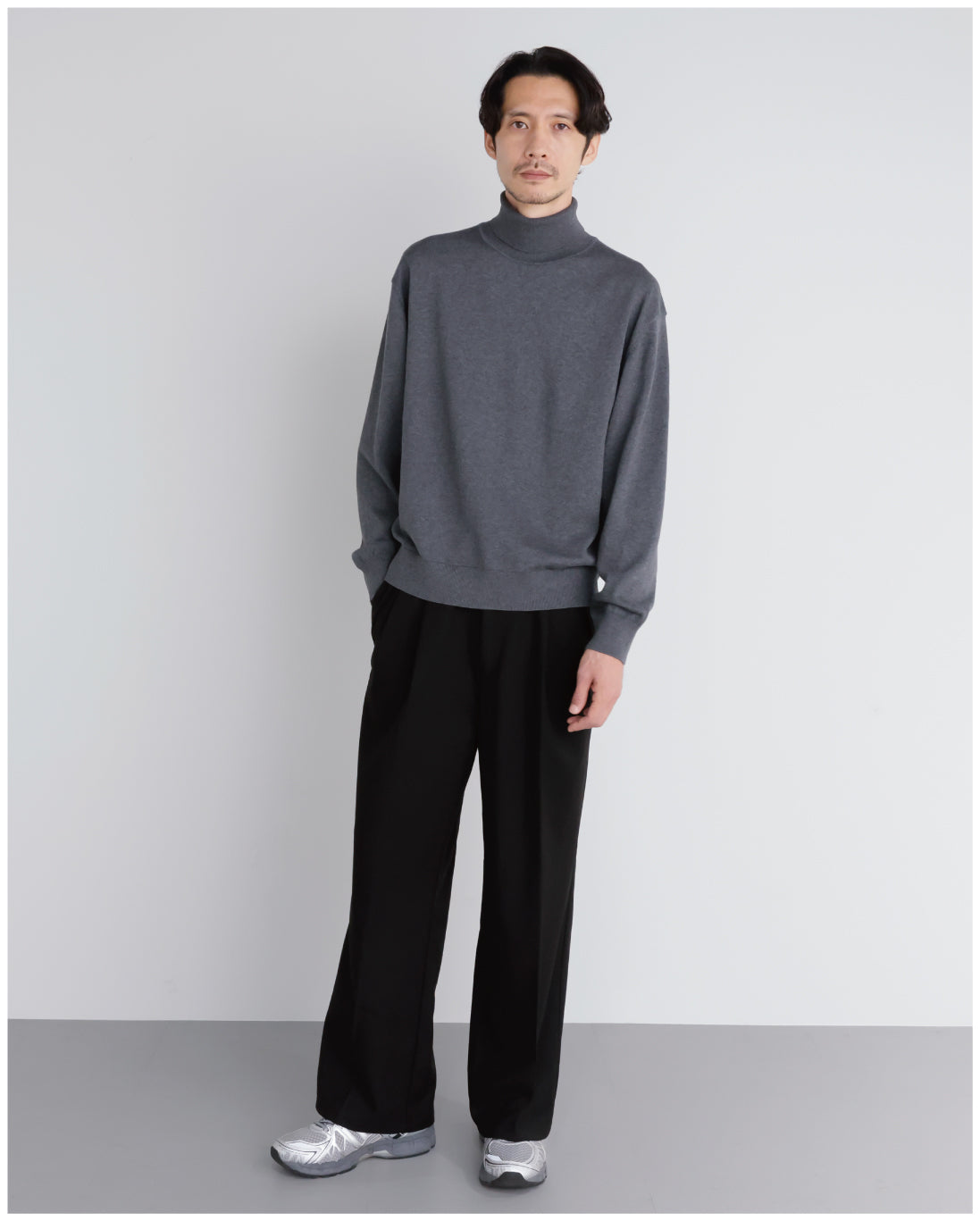 14G Cashmere Mix Highneck Knit -dark gray-