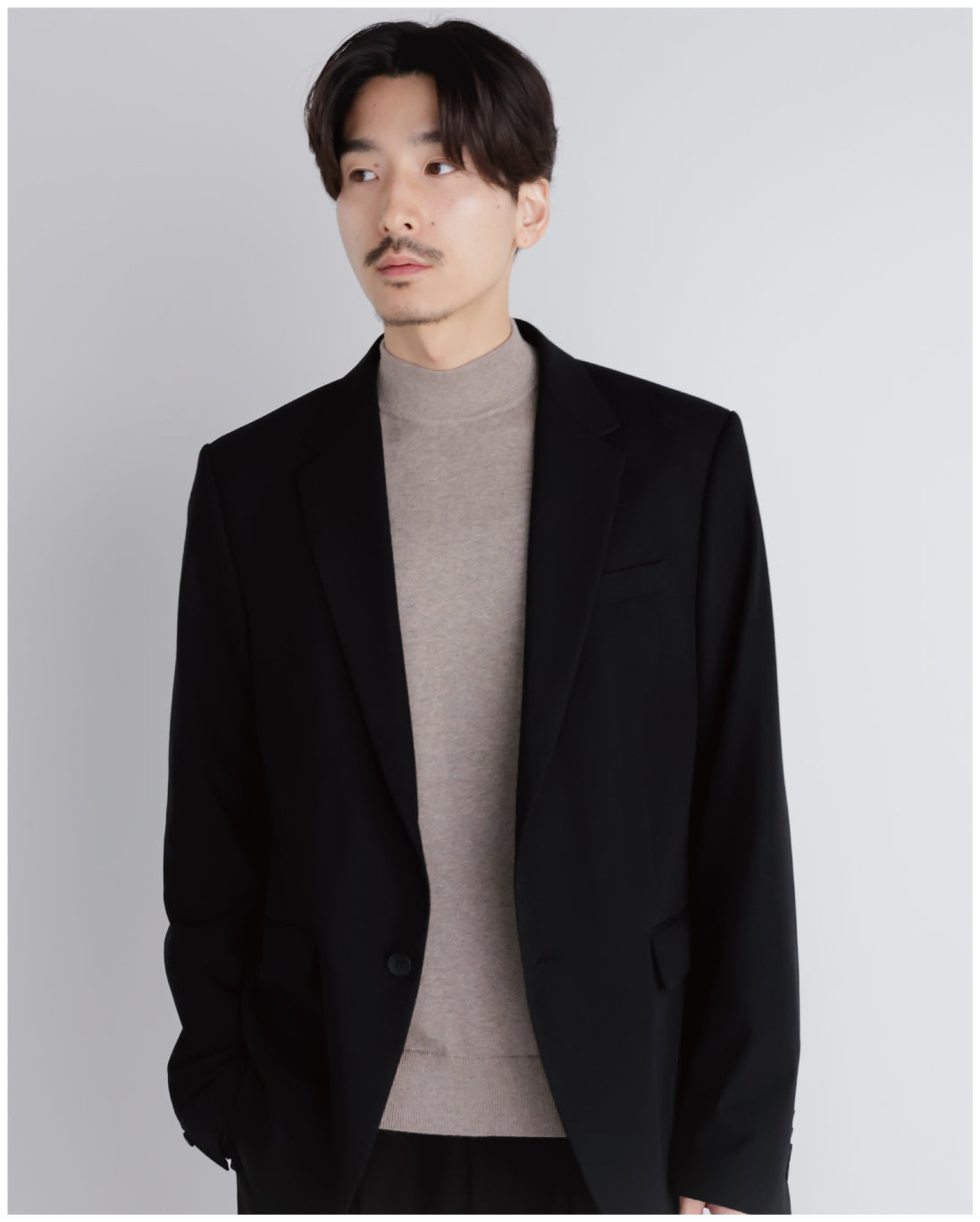 14G Cashmere Mix Mockneck Knit -greige-